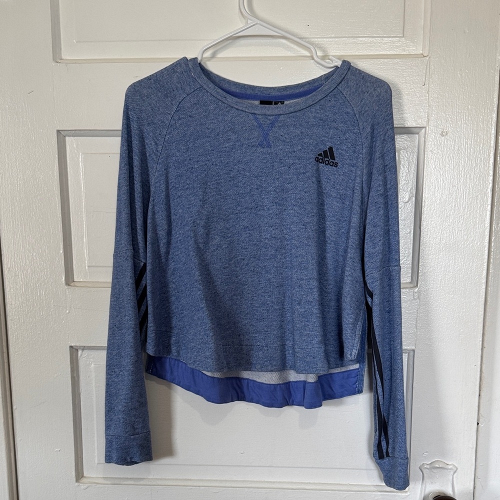 Adidas Heathered Blue Long Sleeve Shirt
